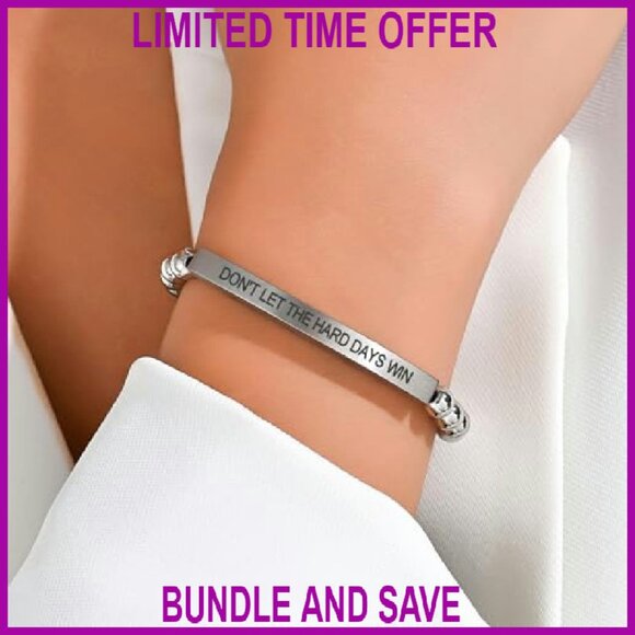 Stainless Steel Beaded Cross Bracelet with Bible Verse, Adjustable Fit - Picture 4 of 8